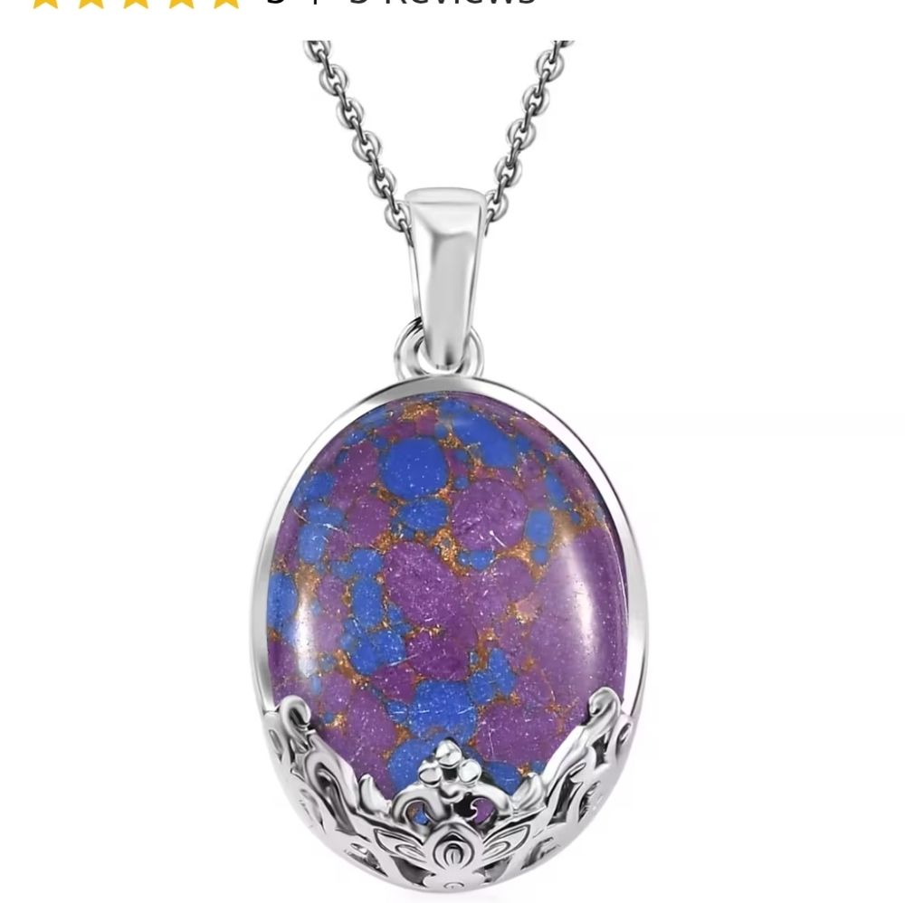 Karis Mojave Purple Turquoise 11.25 ctw Pendant in PlatinumBond with Stainless